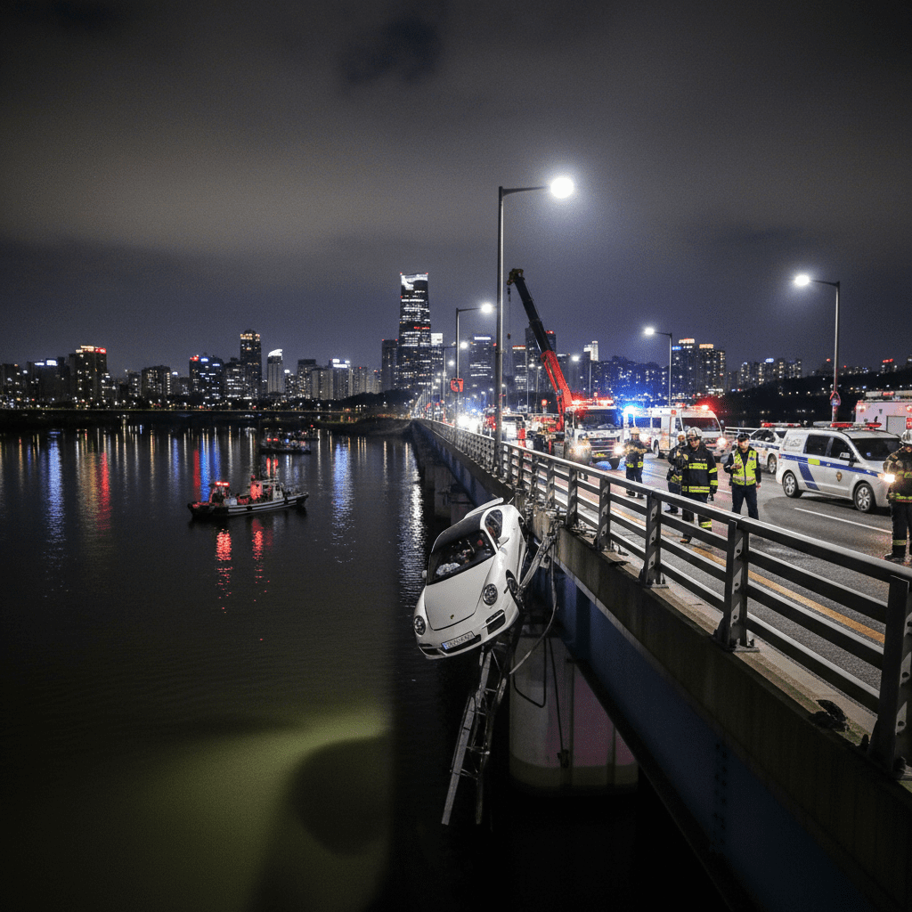 반포대교 포르쉐 추락, 약물운전 혐의 긴급 체포